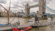 View of Tower Bridge and St.Katharine's Pier in London