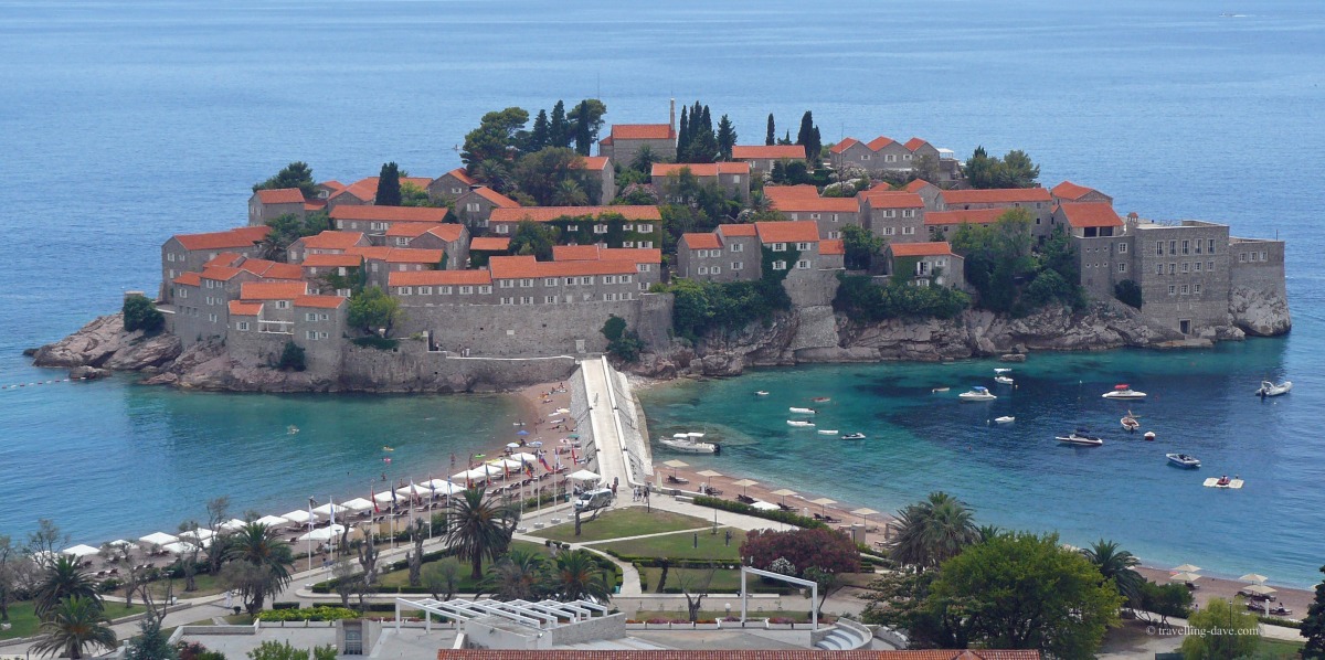 View of Aman Sveti Stefan in Montenegro