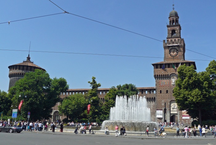 View of the famous Sforza Castle in Milan