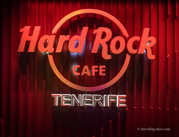 The sign at the entrance to Hard Rock Cafe Tenerife