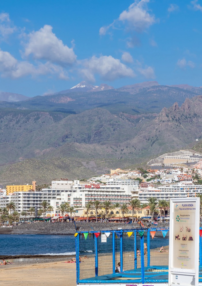 The beach and Mount Teide in the distance