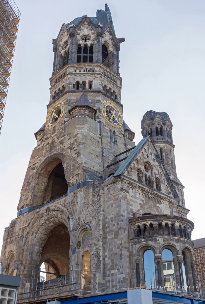 Looking up at Berlin's Kaiser Wilhelm Memorial Church