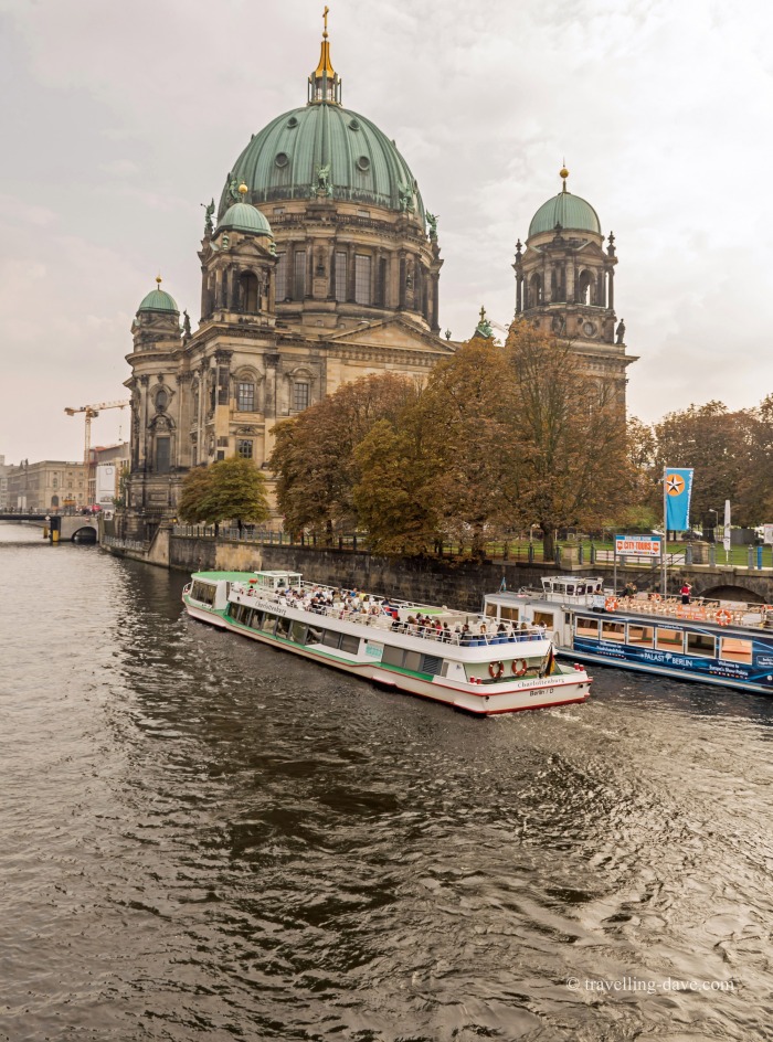 A tourist boat cruising on the river Spree