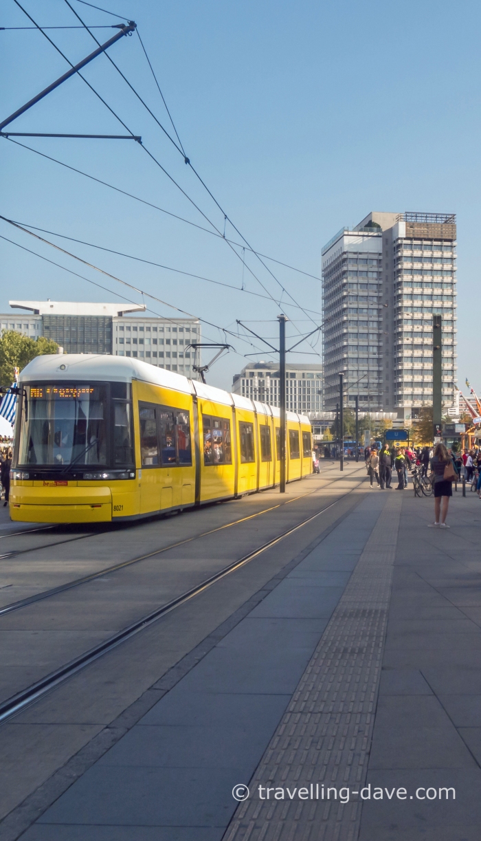 A yellow tram in Berlin