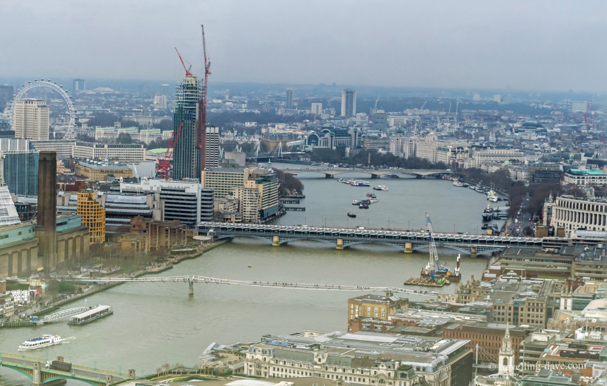 View of the river Thames bridges from the Sky Garden