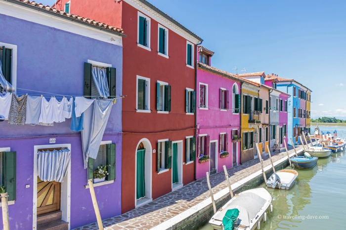 View of some of the houses by the canal in Burano