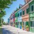 View of a row of colorful houses in Burano
