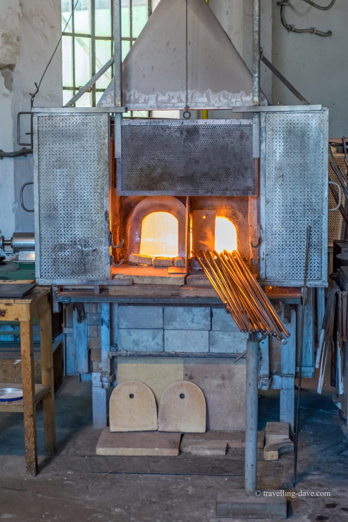View of a burning furnace in Murano