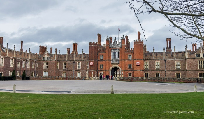 View of the main entrance to Hampton Court Palace