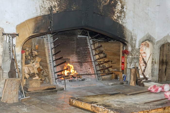 View of the fire place at Hampton Court kitchens