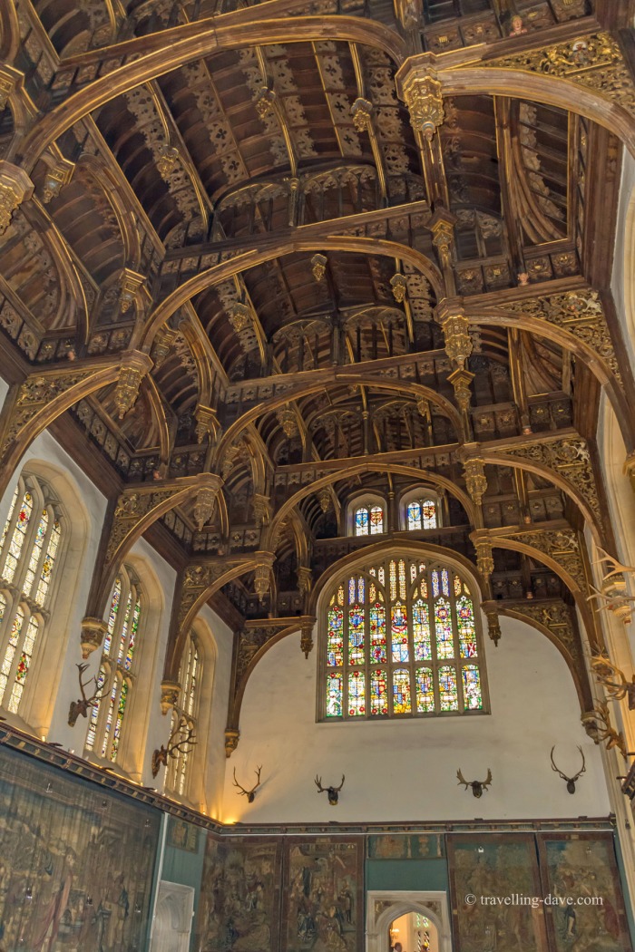 Looking up at Hampton Court Great Hall