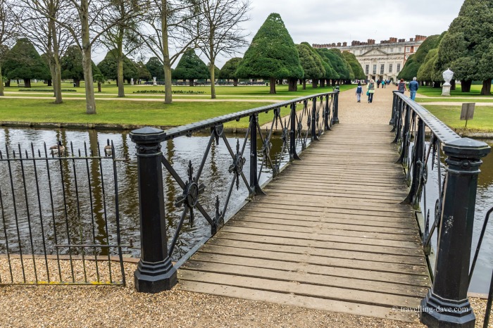 View of Home Park wooden bridge at Hampton Court
