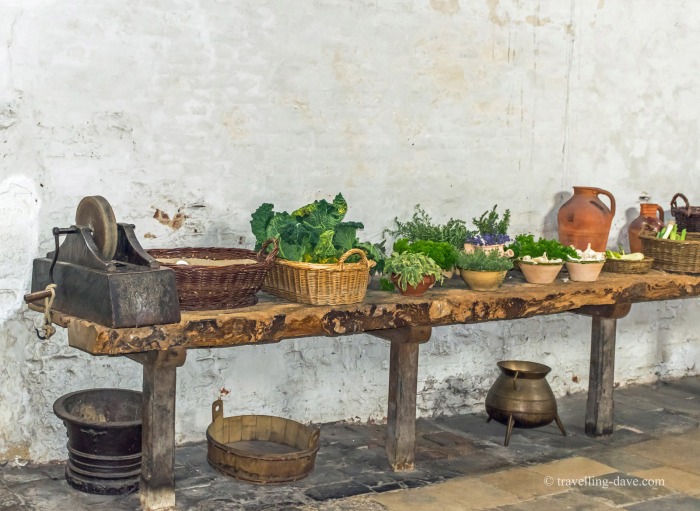 View of a shelf with goods on it at Hampton Court kitchens