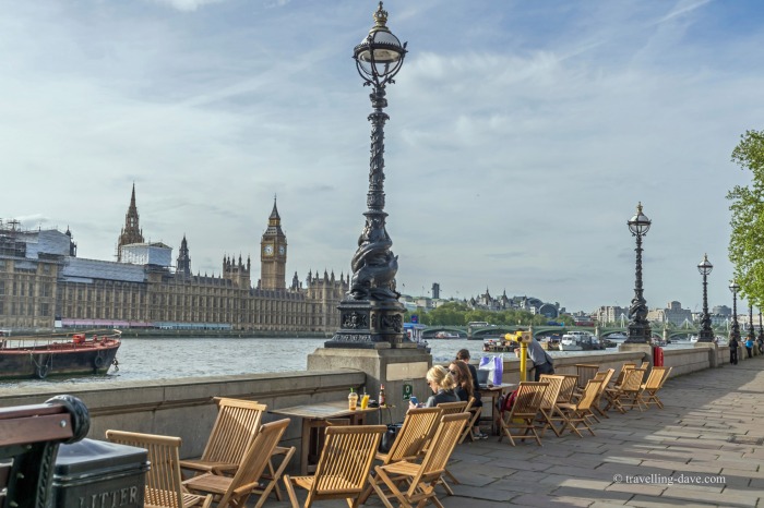 View of the river Thames and the Houses of Parliament in London