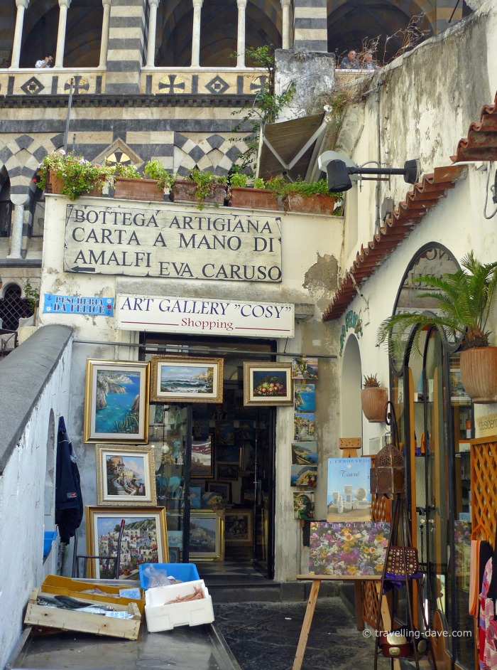 View of one of Amalfi's art shops
