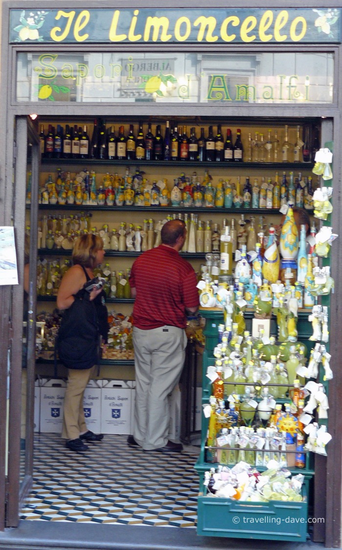 People browsing in a souvenir shop in Amalfi