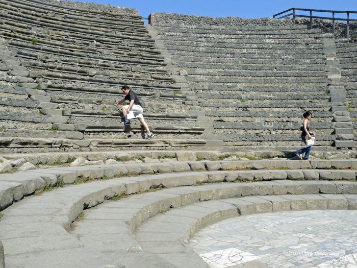 People at the amphitheater in Pompeii