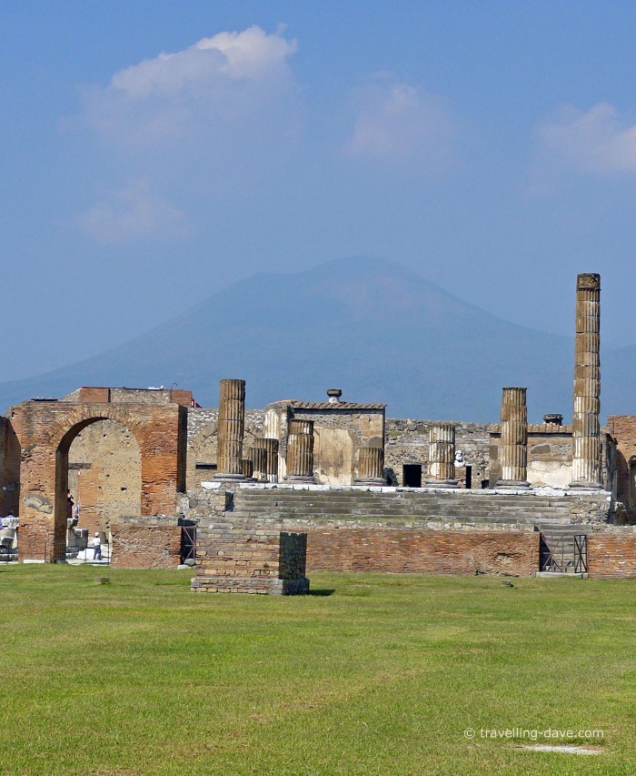 View of Pompeii with Mount Vesuvius in the background
