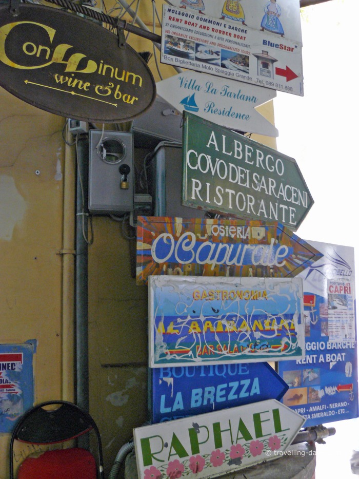 View of Positano's street signs