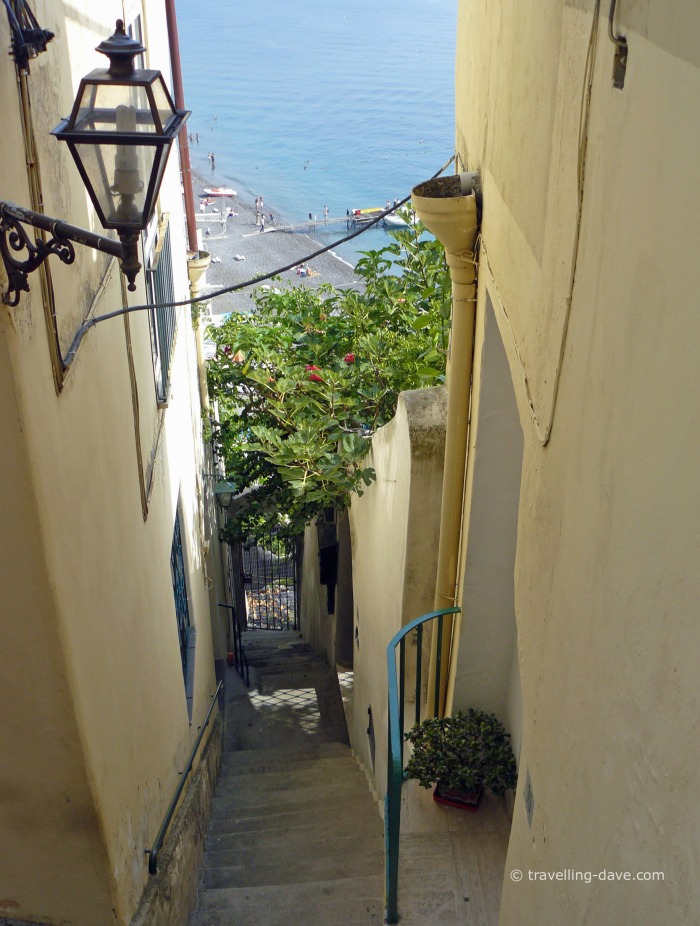 View of a lamppost on a street in Positano