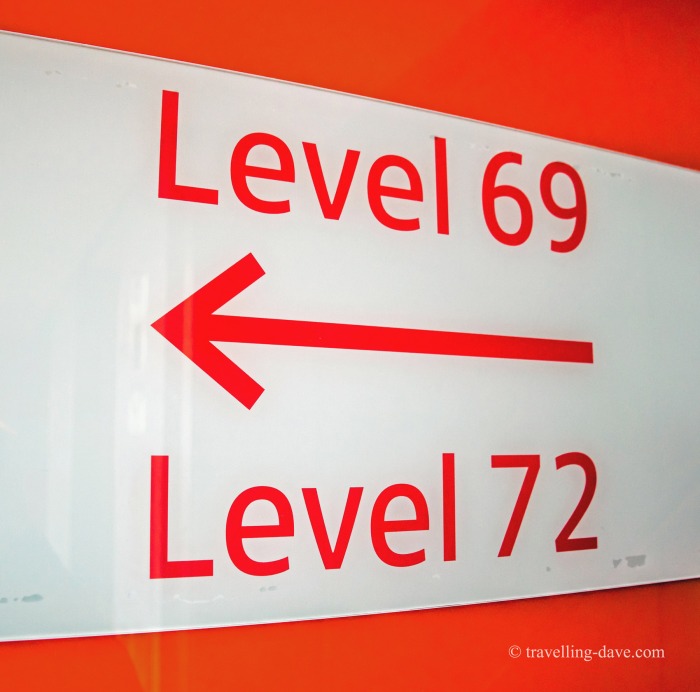 Direction sign to levels 69 and 72 on the Shard
