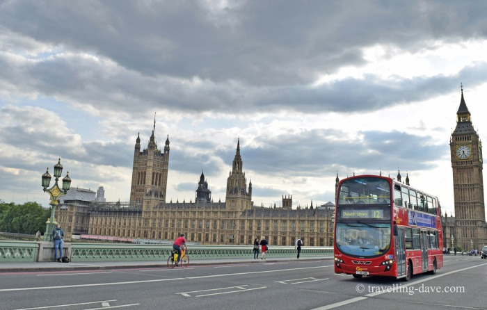 A bus crossing Westminster Bridge