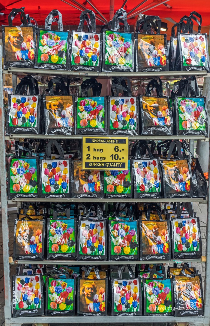 Tulip bulbs for sale in colorful bags