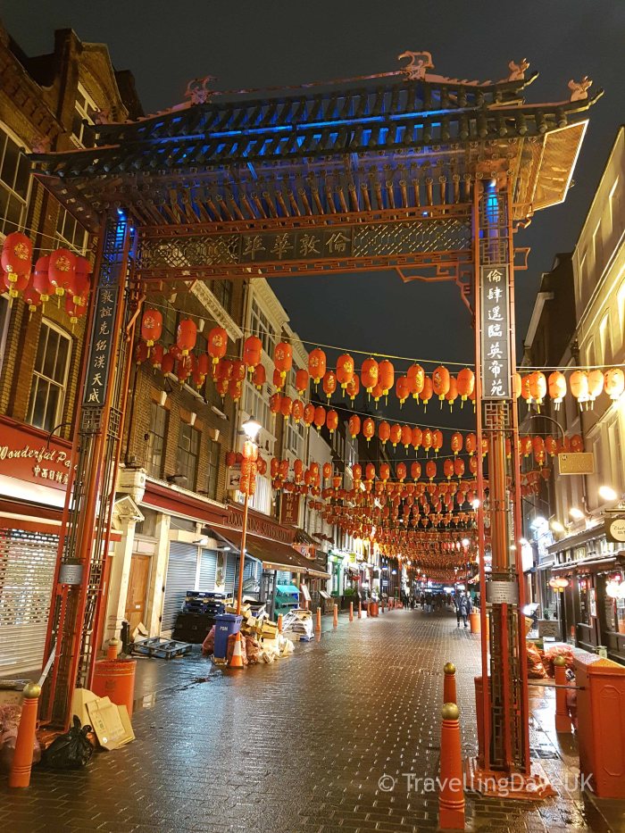View of London's Chinatown at night