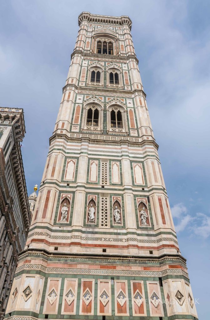 View of Giotto Campanile in Florence in Italy